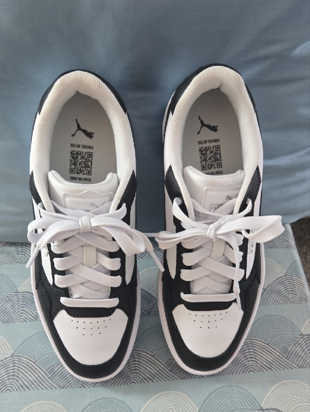 Puma Women's Black and White Platform Sneakers - Picture 2 of 5